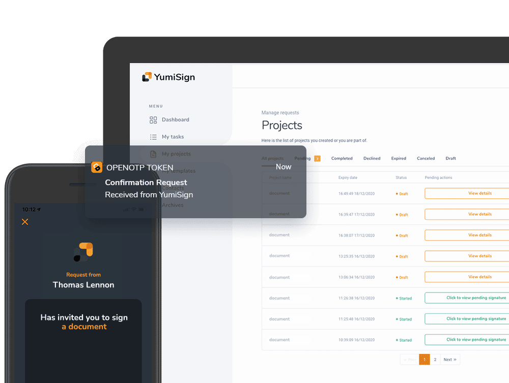 YumiSign: E-Signatur-Plattform-Workflow. Kostenlose elektronische Signatur.